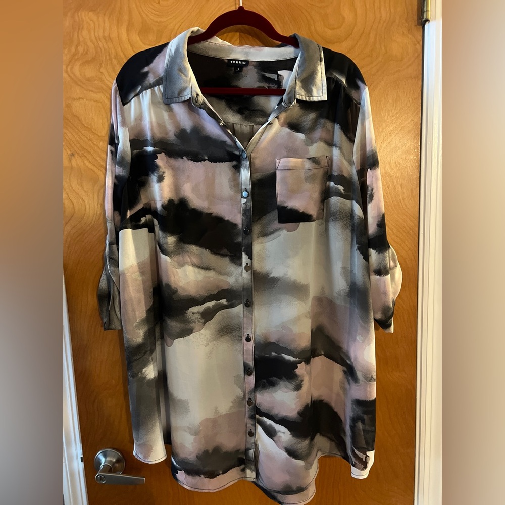 Torrid Black and Pink Blouse
